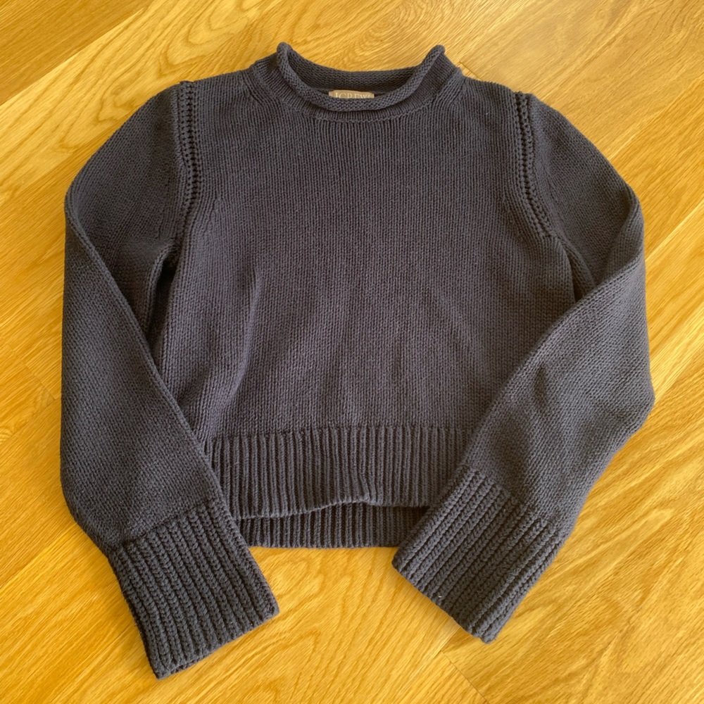 J. Crew Navy Blue Cropped Turtleneck Sweater